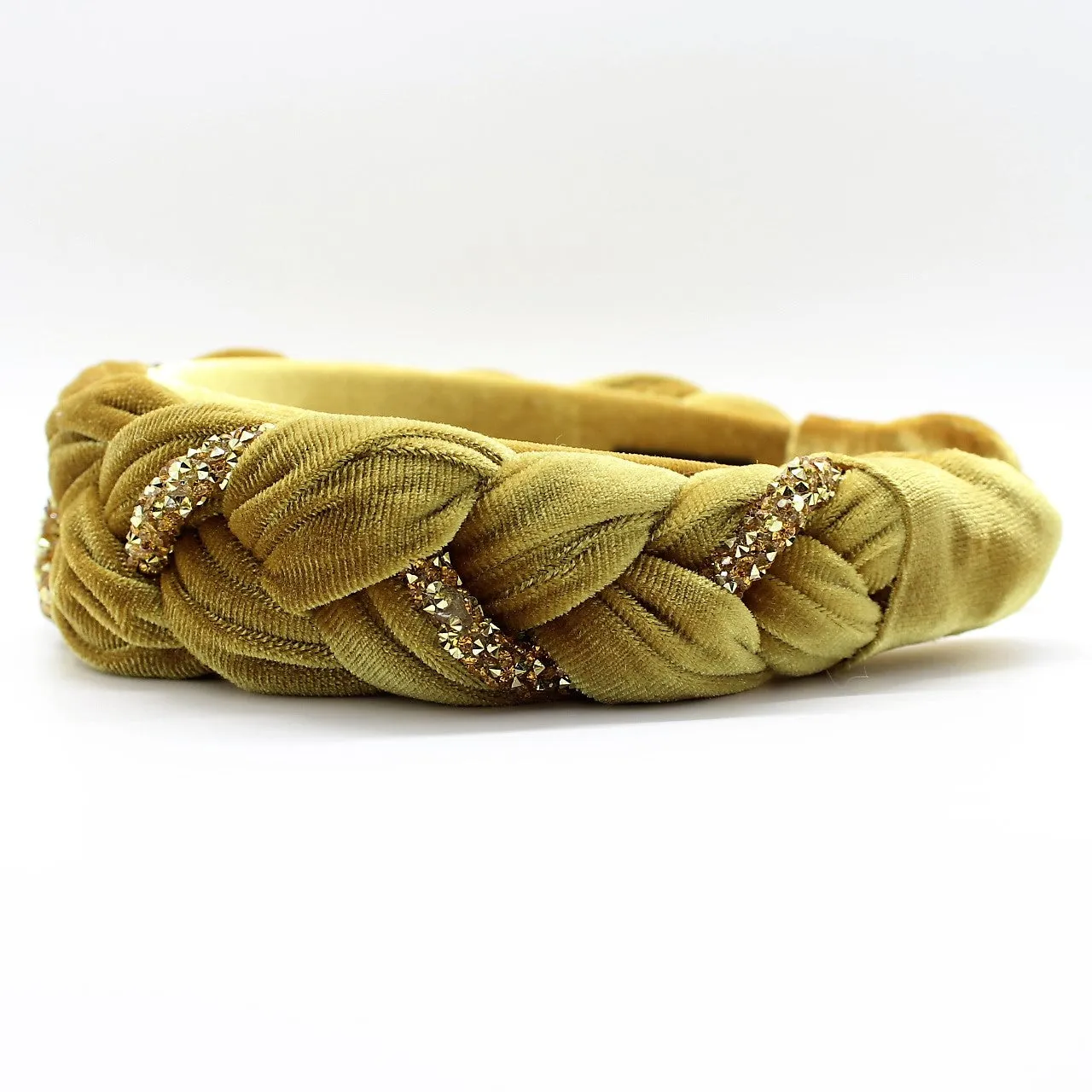 Mustard Velvet and Rhinestones Headband