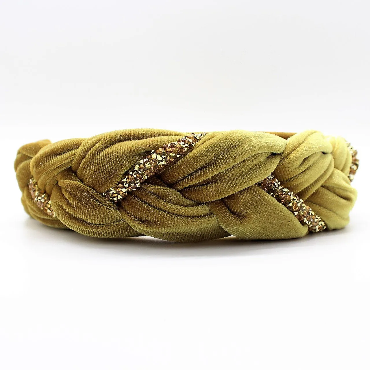 Mustard Velvet and Rhinestones Headband