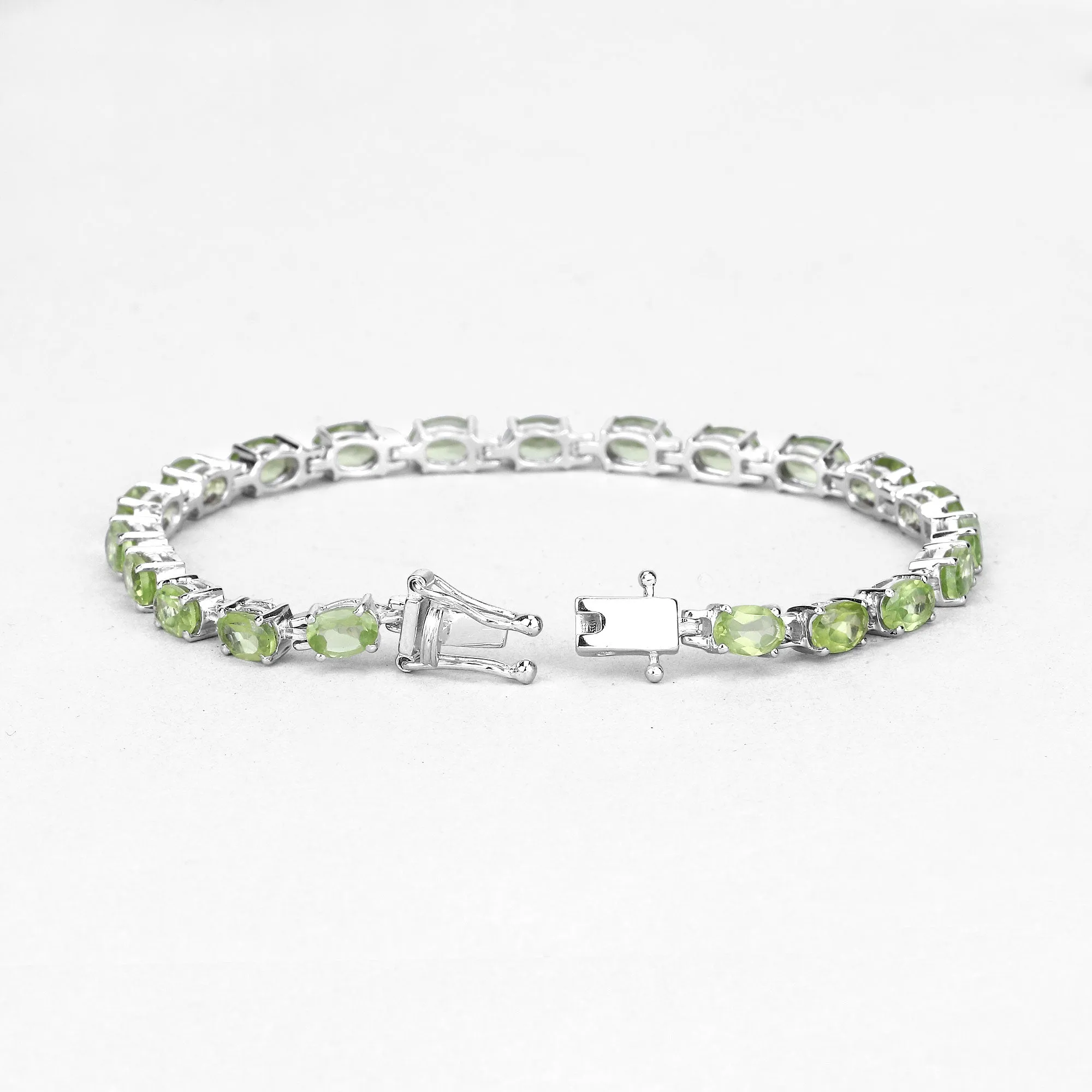 Natural Green Peridot Tennis Bracelet