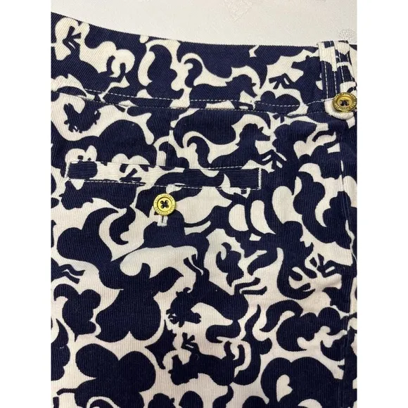 NWT - Lilly Pulitzer Margie Corduroy Skirt Blue White Horse Women’s 10 MSRP $128