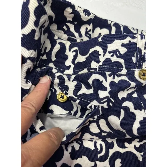 NWT - Lilly Pulitzer Margie Corduroy Skirt Blue White Horse Women’s 10 MSRP $128