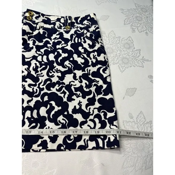 NWT - Lilly Pulitzer Margie Corduroy Skirt Blue White Horse Women’s 10 MSRP $128
