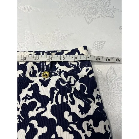 NWT - Lilly Pulitzer Margie Corduroy Skirt Blue White Horse Women’s 10 MSRP $128