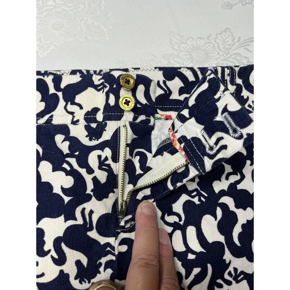 NWT - Lilly Pulitzer Margie Corduroy Skirt Blue White Horse Women’s 10 MSRP $128