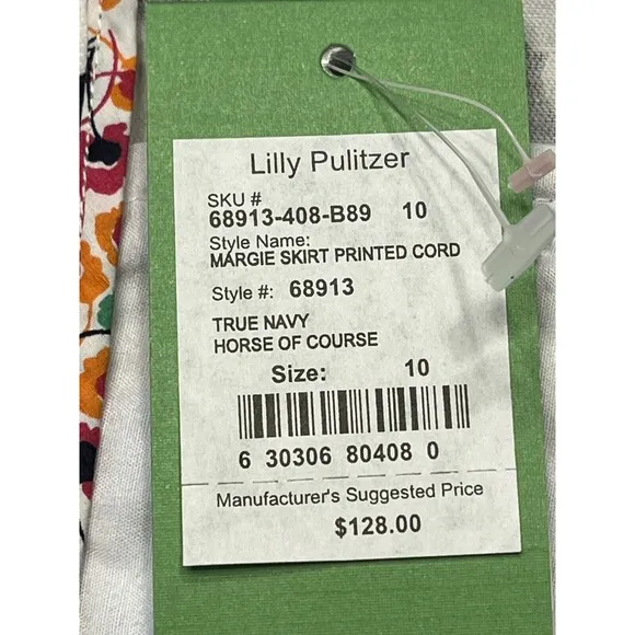 NWT - Lilly Pulitzer Margie Corduroy Skirt Blue White Horse Women’s 10 MSRP $128
