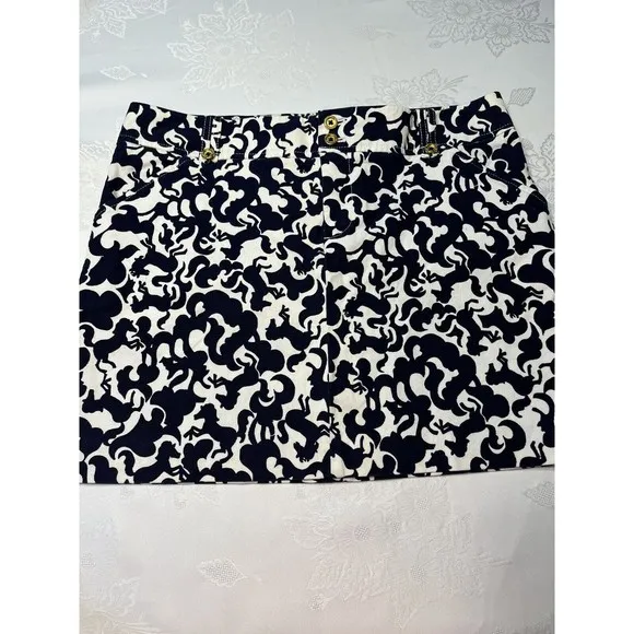NWT - Lilly Pulitzer Margie Corduroy Skirt Blue White Horse Women’s 10 MSRP $128