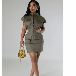 Olive Cargo Dress