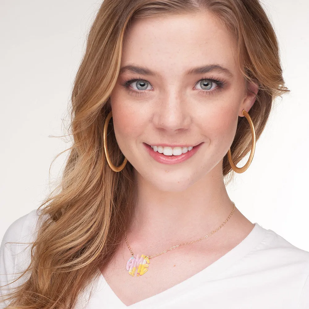 Patterned Block Monogram Necklace (WS)