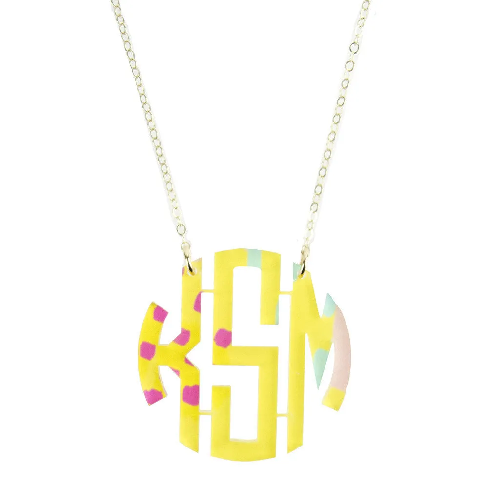 Patterned Block Monogram Necklace (WS)