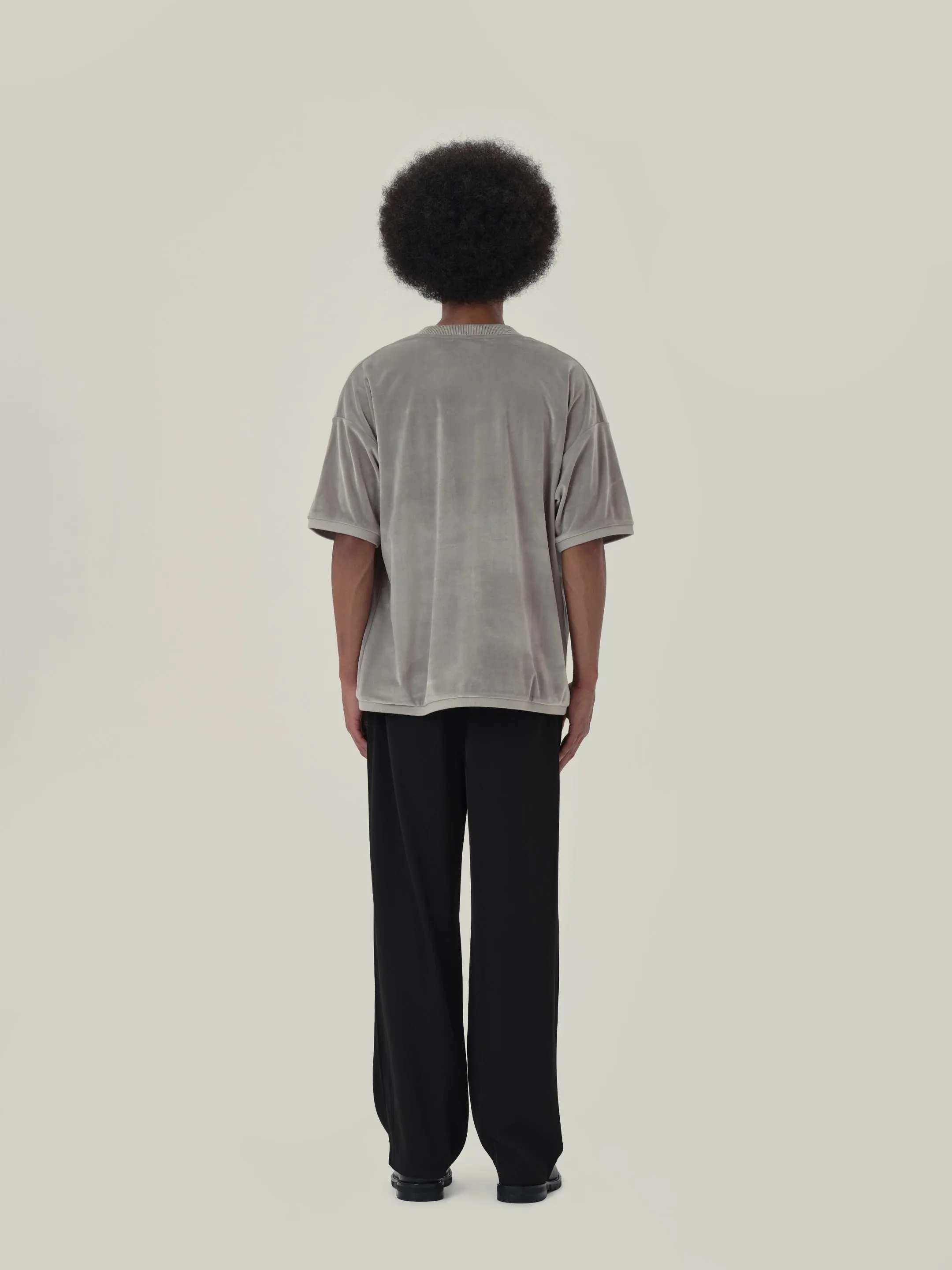 Pearl Grey Velvet Short Sleeve