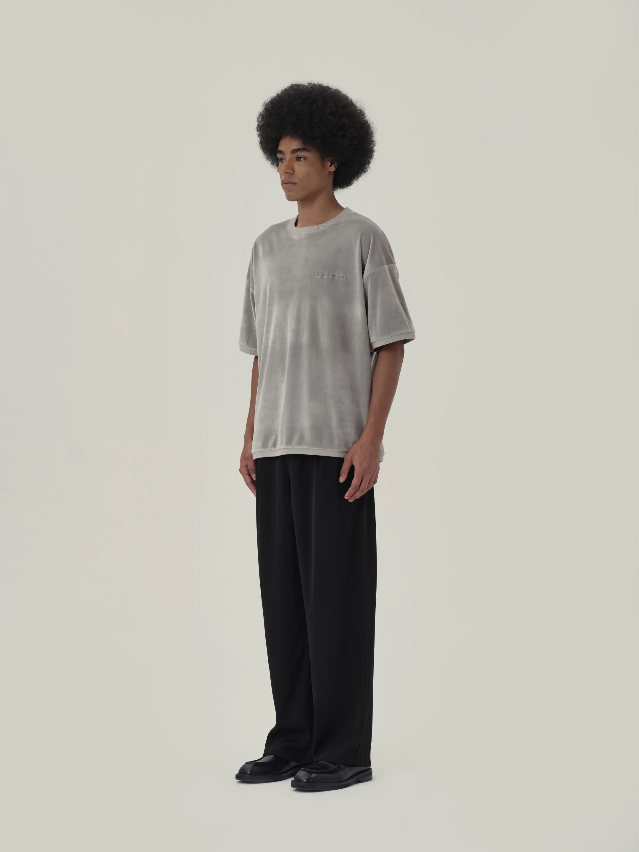 Pearl Grey Velvet Short Sleeve