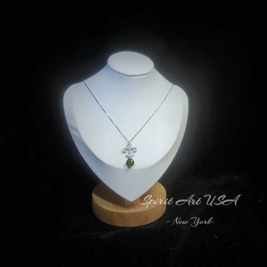 Peridot Necklace - Gemstone Kite Flower Pendant - 18KGP @ Sterling Silver - August Birthstone - Green Peridot Pendant #409