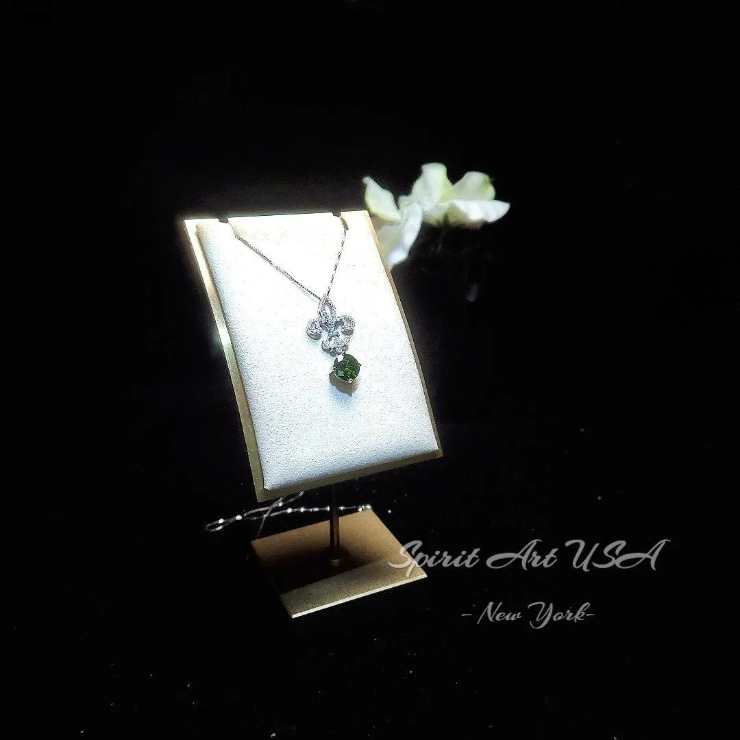 Peridot Necklace - Gemstone Kite Flower Pendant - 18KGP @ Sterling Silver - August Birthstone - Green Peridot Pendant #409