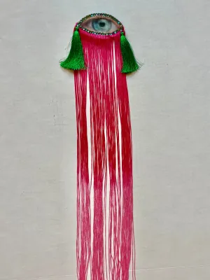 Pink Ombre Fringe Eye Brooch/Ornament