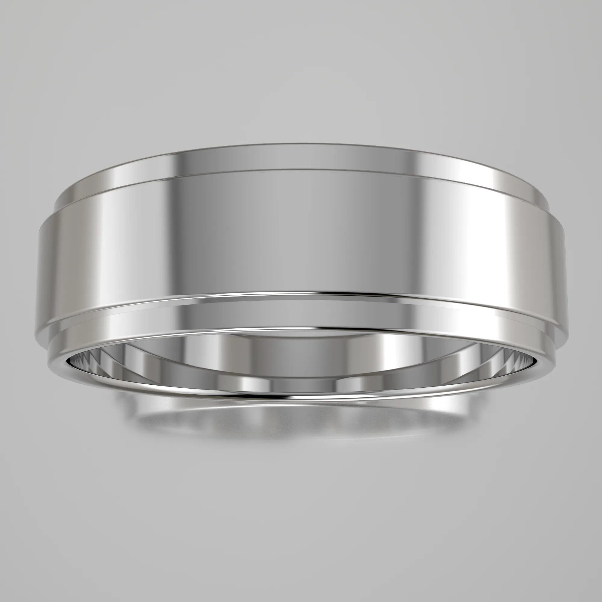 Polished White Gold 6mm Step Edge Wedding Band