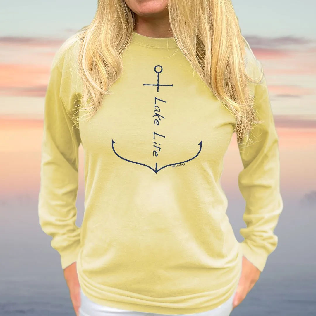 "Lake Life Anchor" Relaxed Fit Stonewashed Long Sleeve Unisex T-Shirt