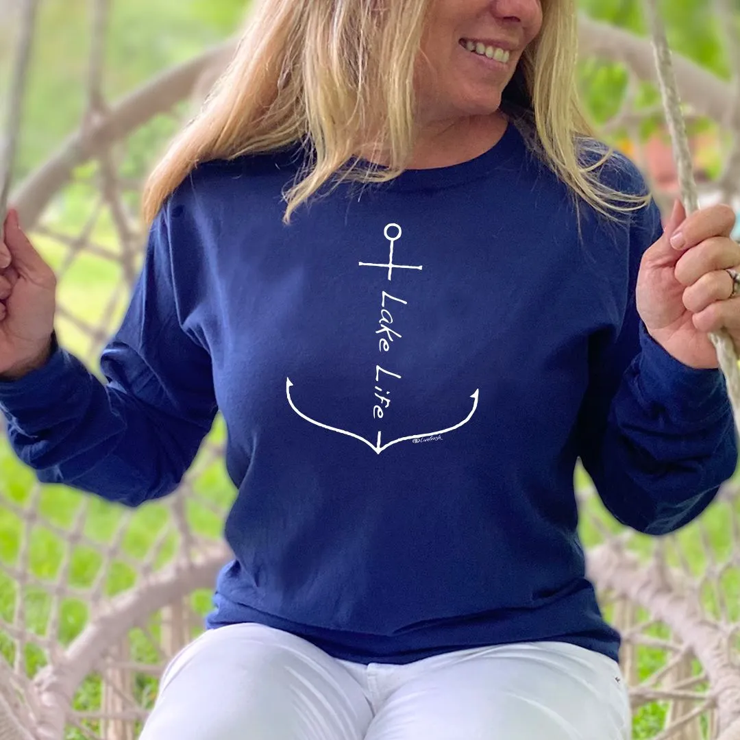"Lake Life Anchor" Relaxed Fit Stonewashed Long Sleeve Unisex T-Shirt