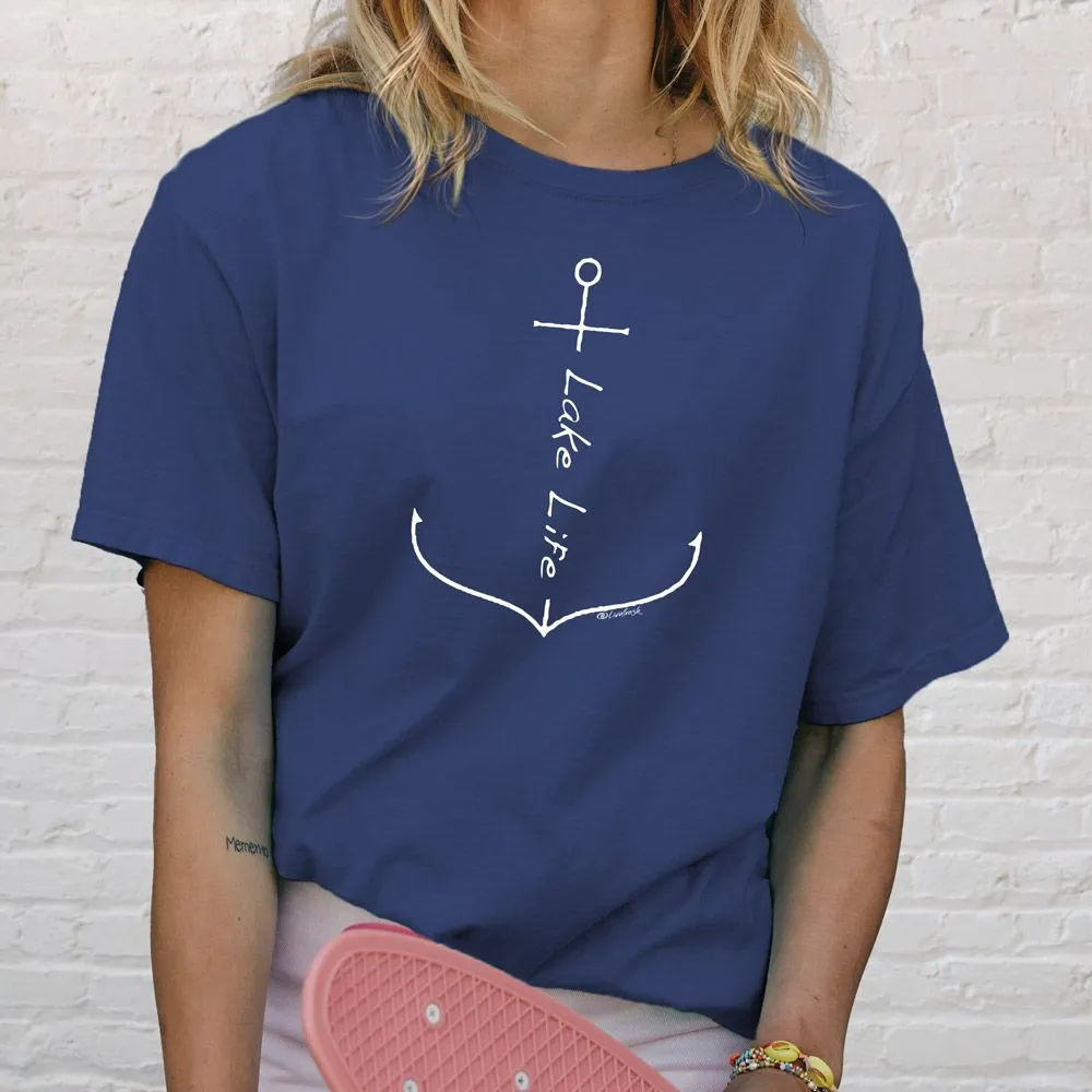 "Lake Life Anchor" Relaxed Fit Stonewashed Unisex T-Shirt