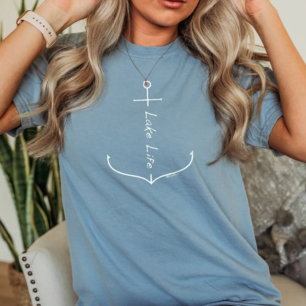 "Lake Life Anchor" Relaxed Fit Stonewashed Unisex T-Shirt