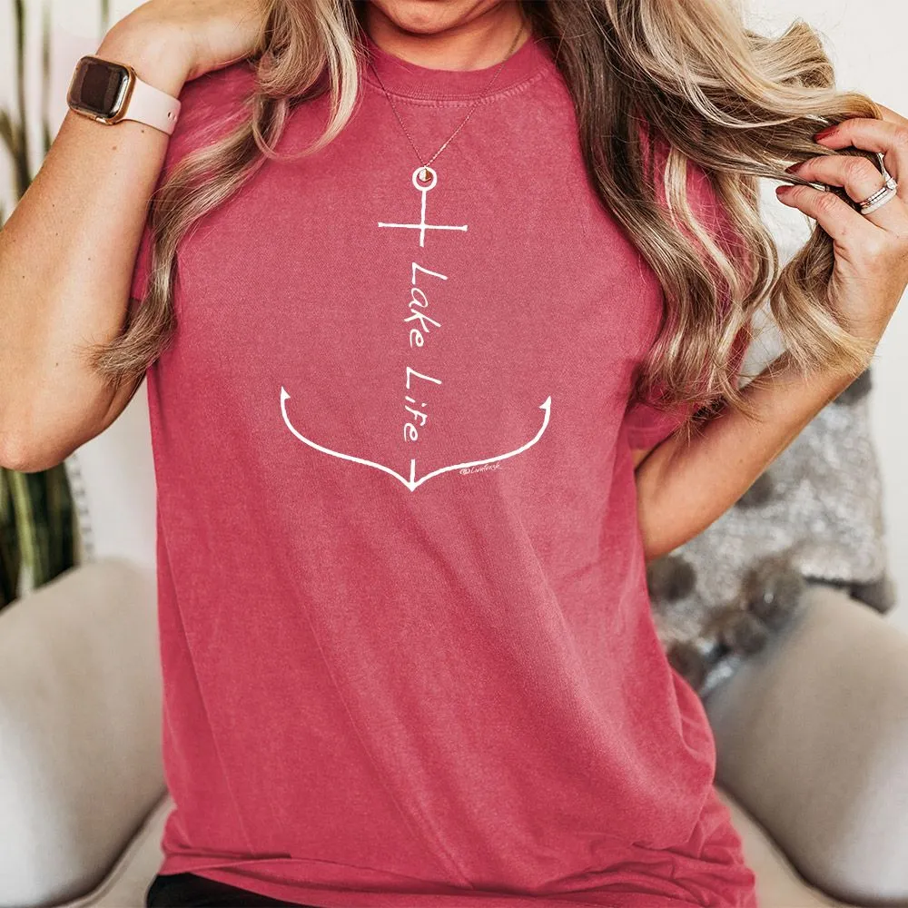 "Lake Life Anchor" Relaxed Fit Stonewashed Unisex T-Shirt