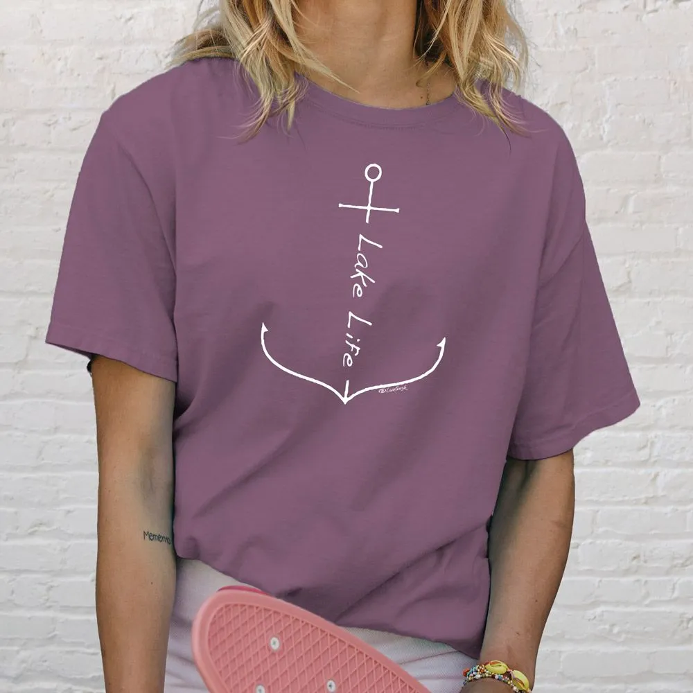 "Lake Life Anchor" Relaxed Fit Stonewashed Unisex T-Shirt