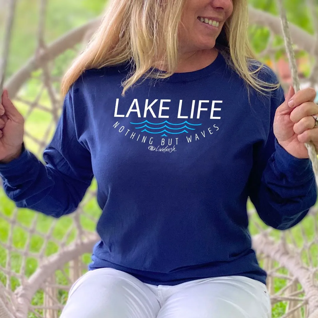 "Lake Life WAVES" Relaxed Fit Stonewashed Long Sleeve Unisex T-Shirt