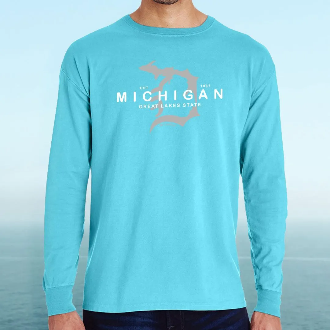 "Michigan D Established 1837" Men's Stonewashed Long Sleeve T-Shirt