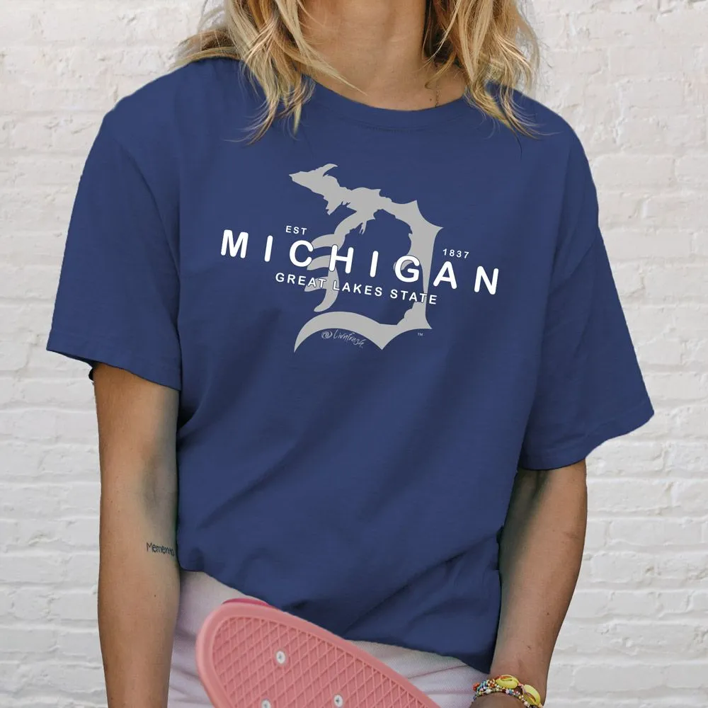 "Michigan D Established 1837" Relaxed Fit Stonewashed Unisex T-Shirt