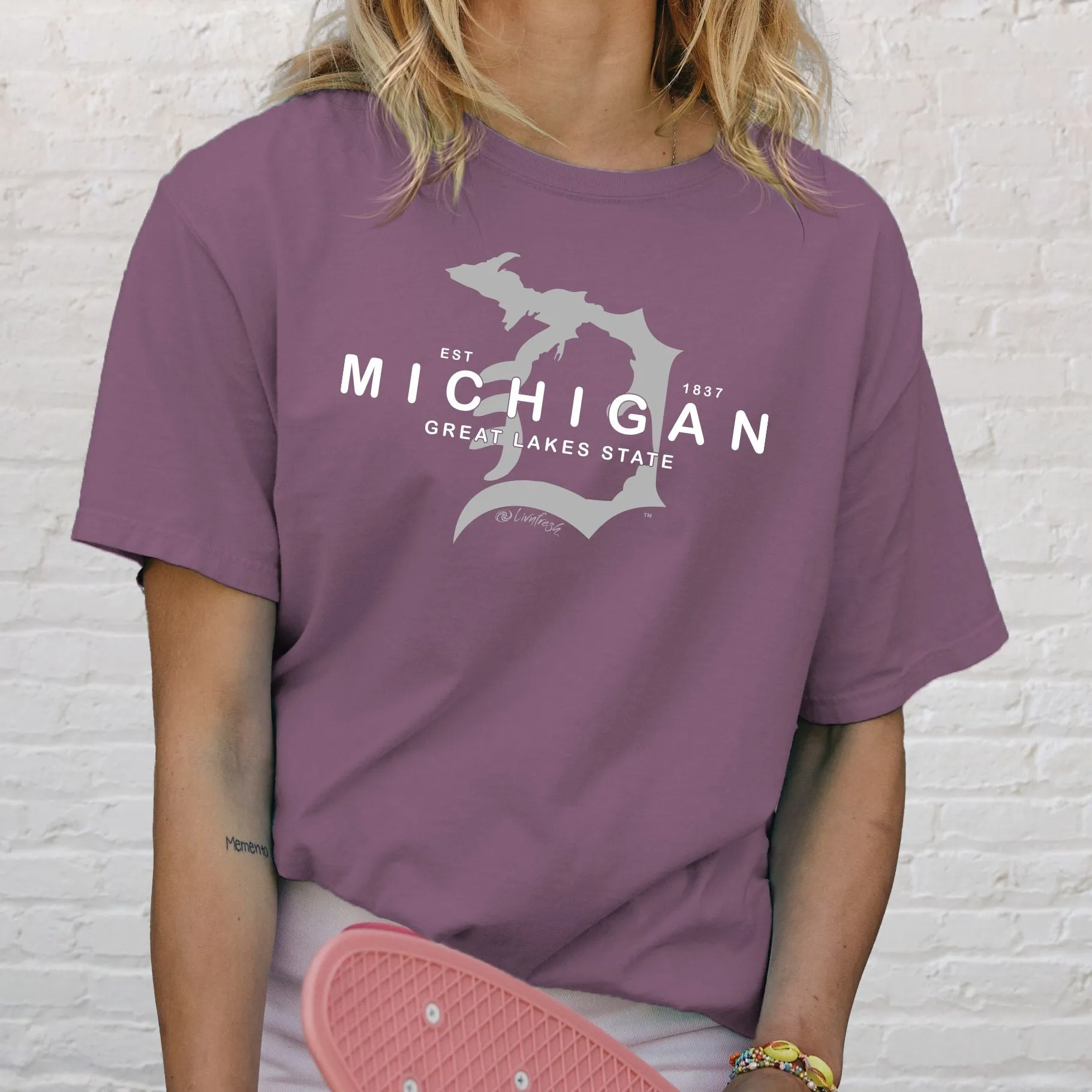 "Michigan D Established 1837" Relaxed Fit Stonewashed Unisex T-Shirt