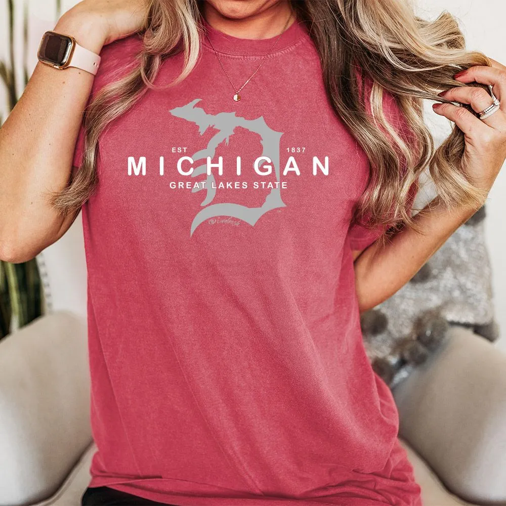 "Michigan D Established 1837" Relaxed Fit Stonewashed Unisex T-Shirt