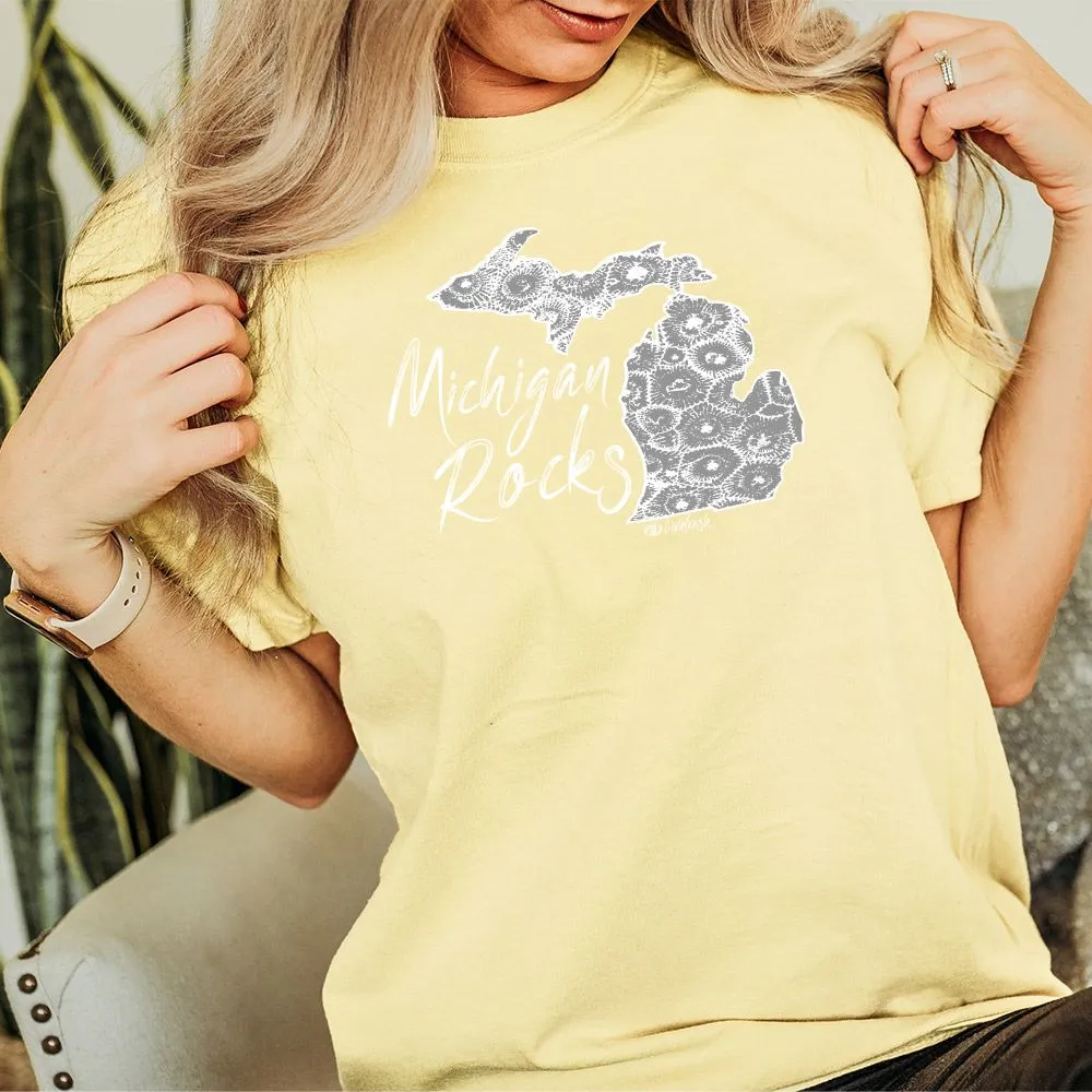 "Michigan Rocks Petoskey Stone" Relaxed Fit Stonewashed Unisex T-Shirt