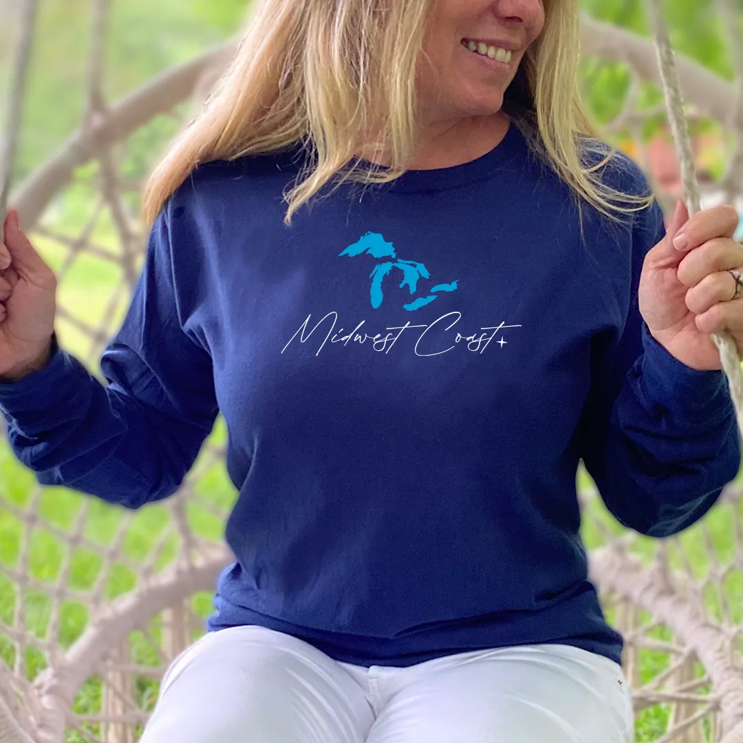"Midwest Coast" Relaxed Fit Stonewashed Long Sleeve Unisex T-Shirt