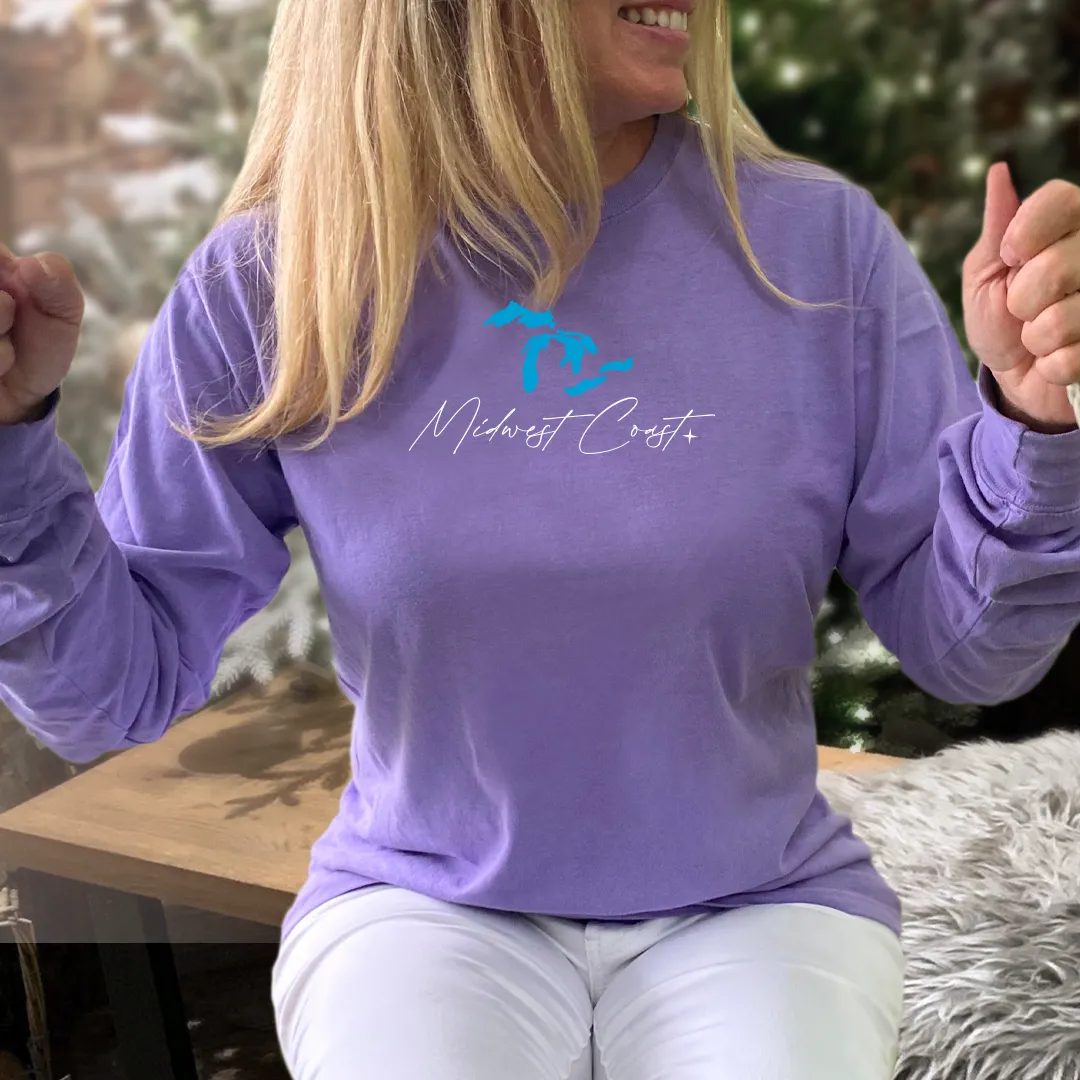 "Midwest Coast" Relaxed Fit Stonewashed Long Sleeve Unisex T-Shirt