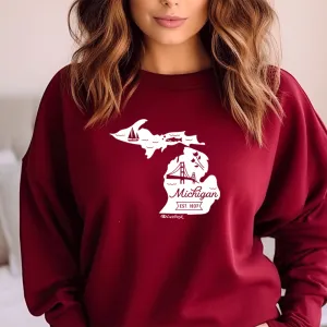 "Vintage Michigan" Relaxed Fit Classic Crew Unisex Sweatshirt