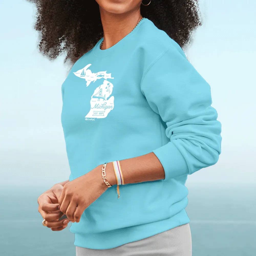 "Vintage Michigan" Relaxed Fit Classic Crew Unisex Sweatshirt