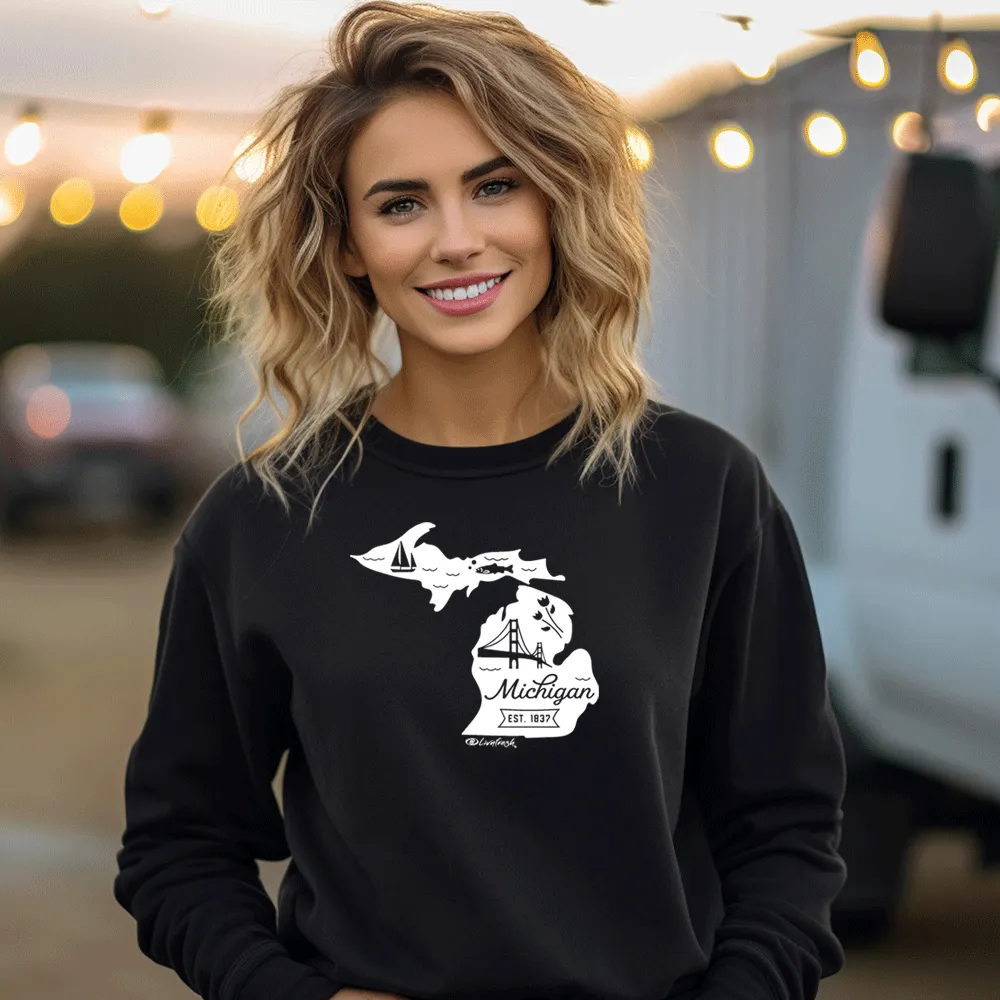 "Vintage Michigan" Relaxed Fit Classic Crew Unisex Sweatshirt