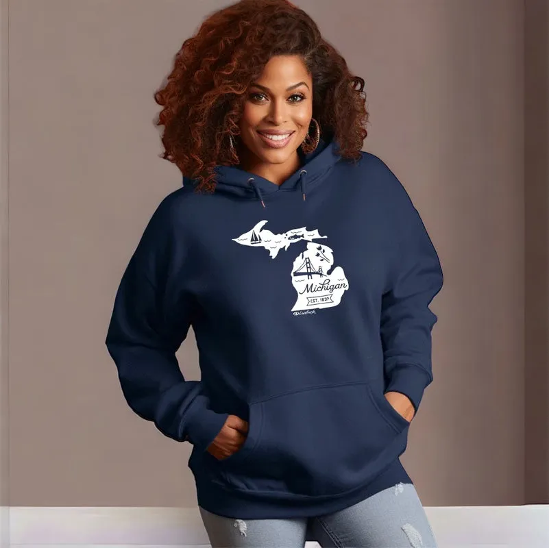 "Vintage Michigan" Relaxed Fit Classic Unisex Hoodie