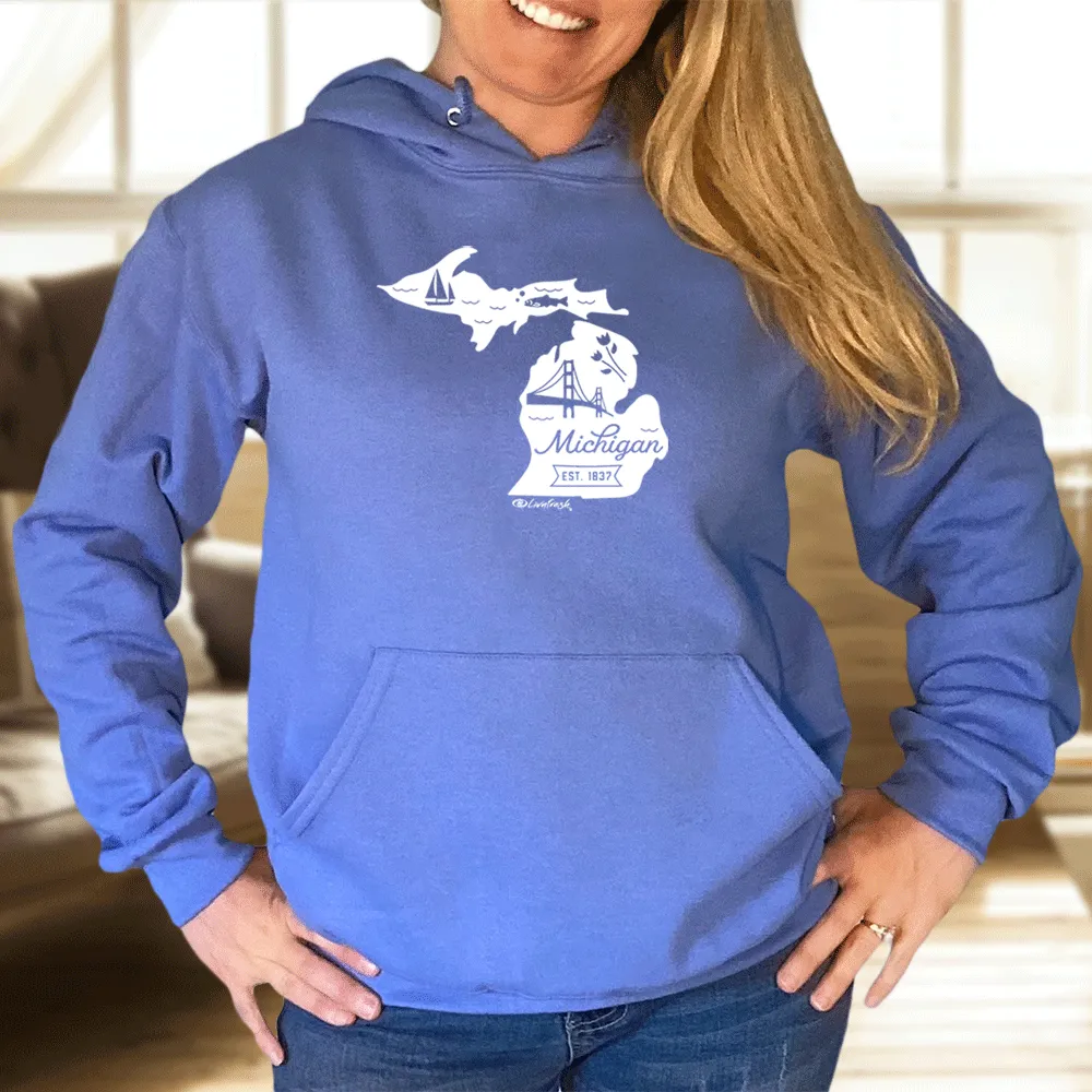 "Vintage Michigan" Relaxed Fit Classic Unisex Hoodie