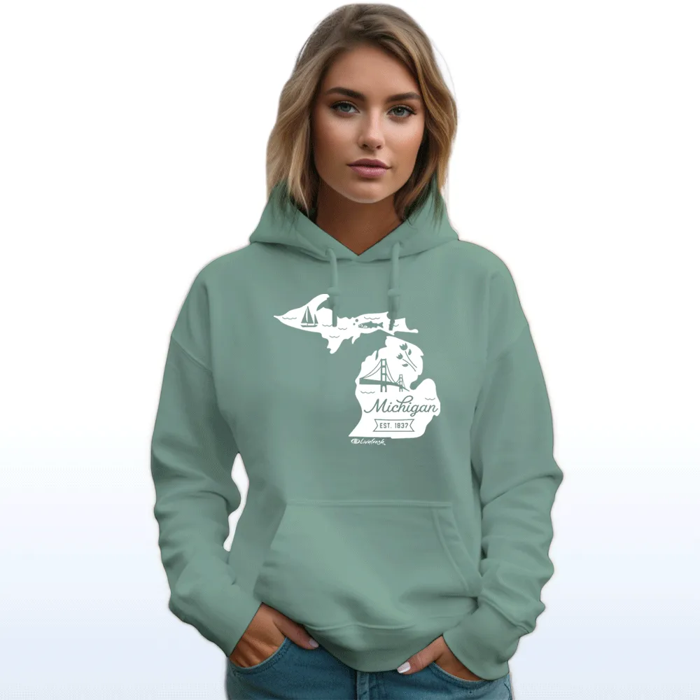 "Vintage Michigan" Relaxed Fit Classic Unisex Hoodie