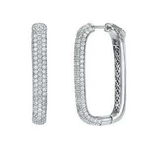 RECTANCULAR PAVE HOOP EARRINGS -LARGE
