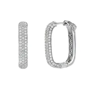 RECTANCULAR PAVE HOOP EARRINGS