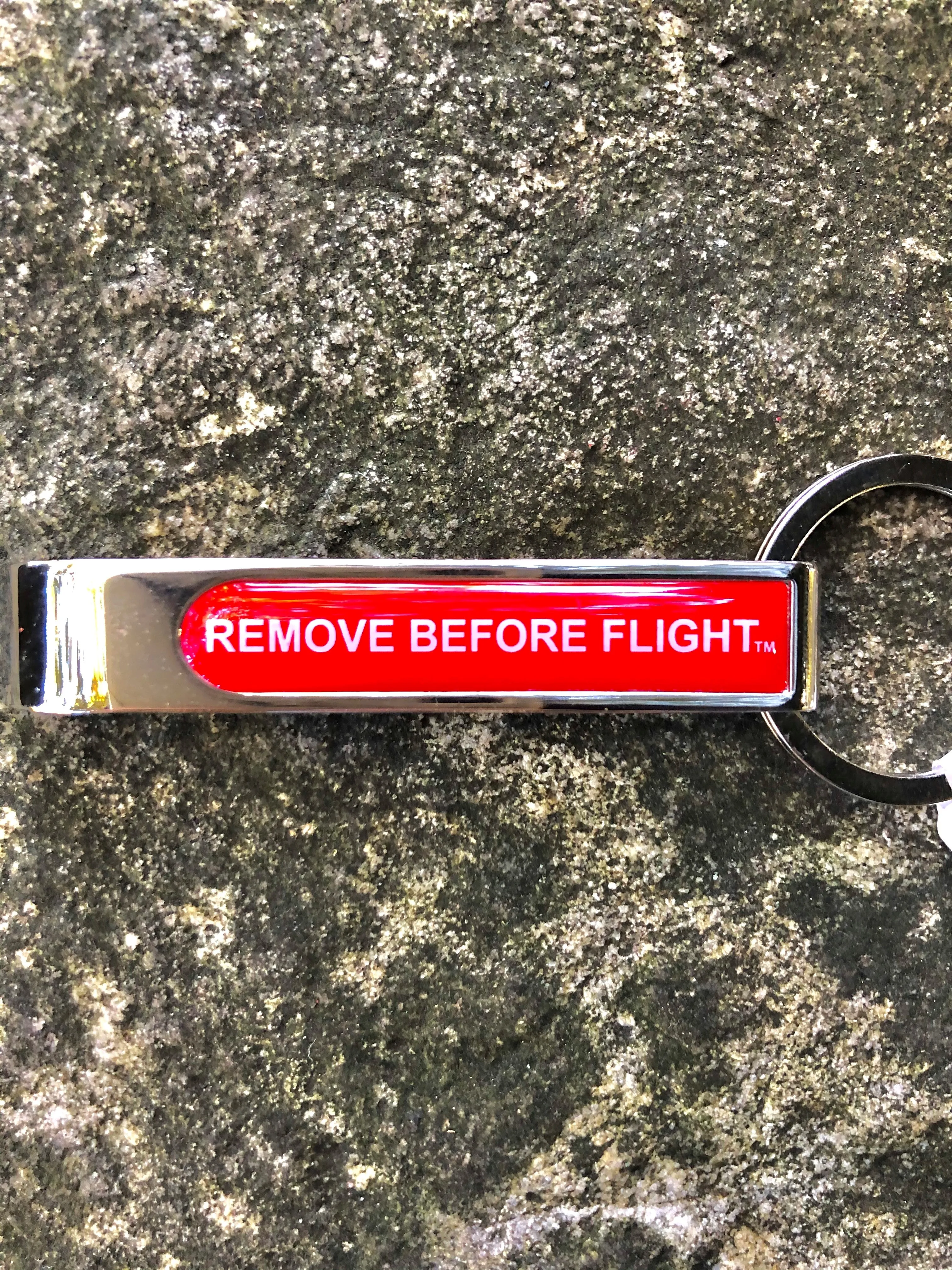 Remove Before Flight Bottle Opener Keychain