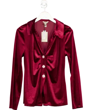 River Island Red Velvet Long Sleeved Shirt UK 12