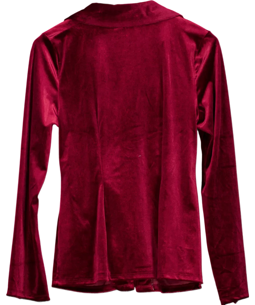 River Island Red Velvet Long Sleeved Shirt UK 12