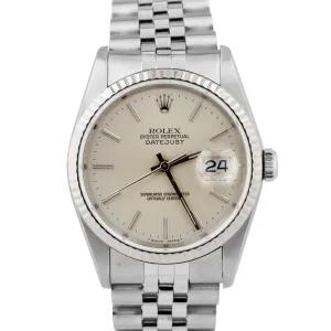 Rolex DateJust 36mm Stainless Steel Silver Jubilee Automatic Date Watch 16234
