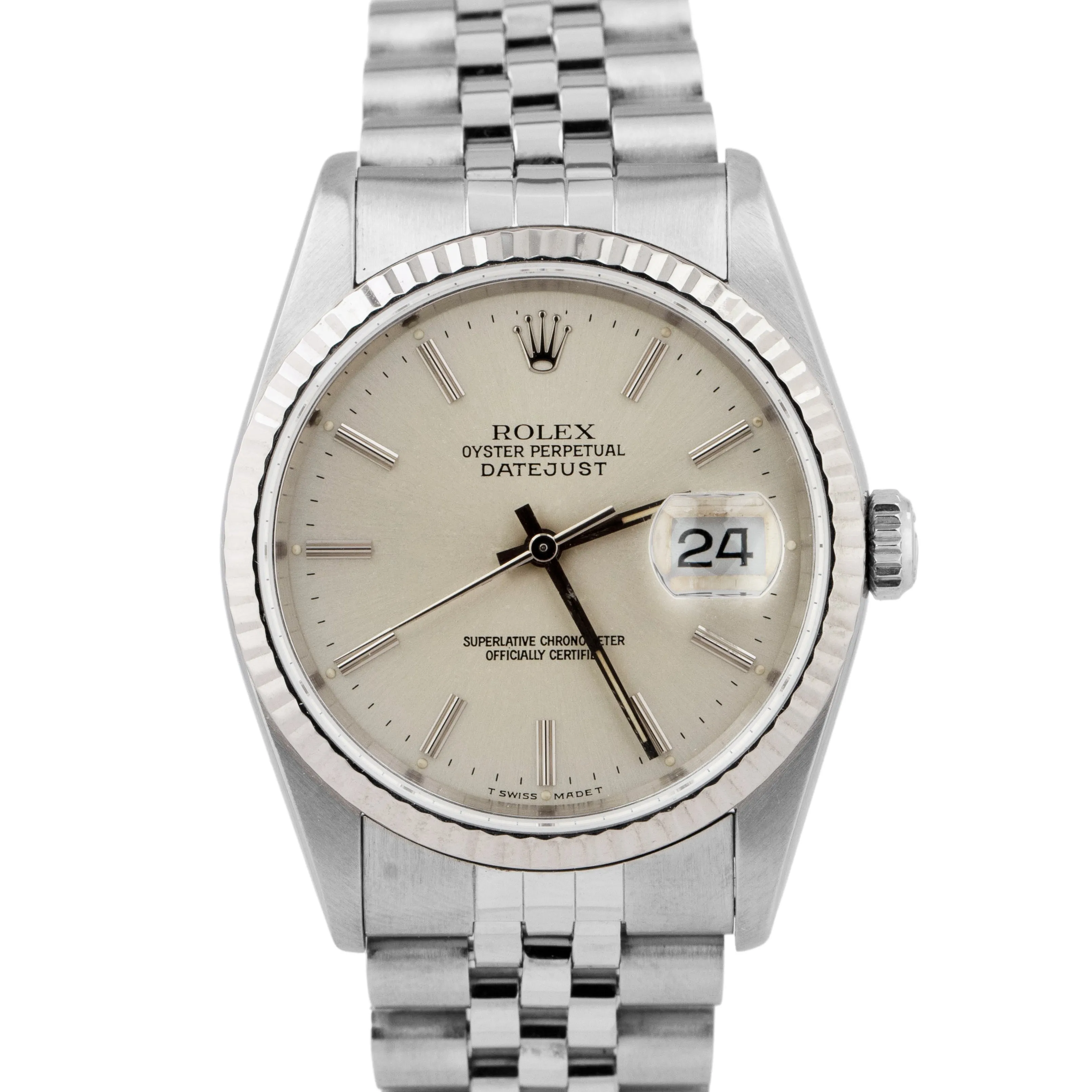 Rolex DateJust 36mm Stainless Steel Silver Jubilee Automatic Date Watch 16234