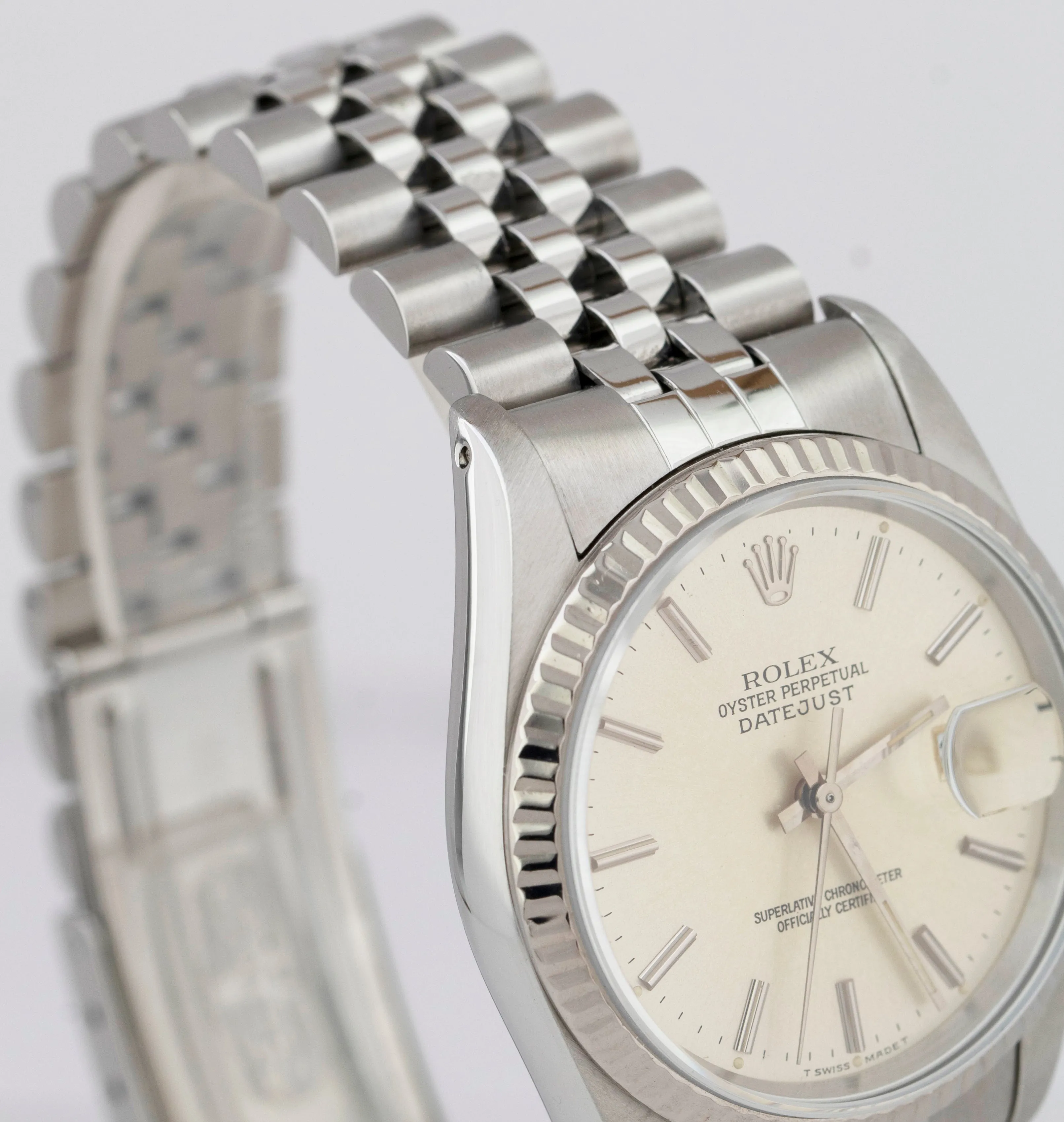 Rolex DateJust 36mm Stainless Steel Silver Jubilee Automatic Date Watch 16234