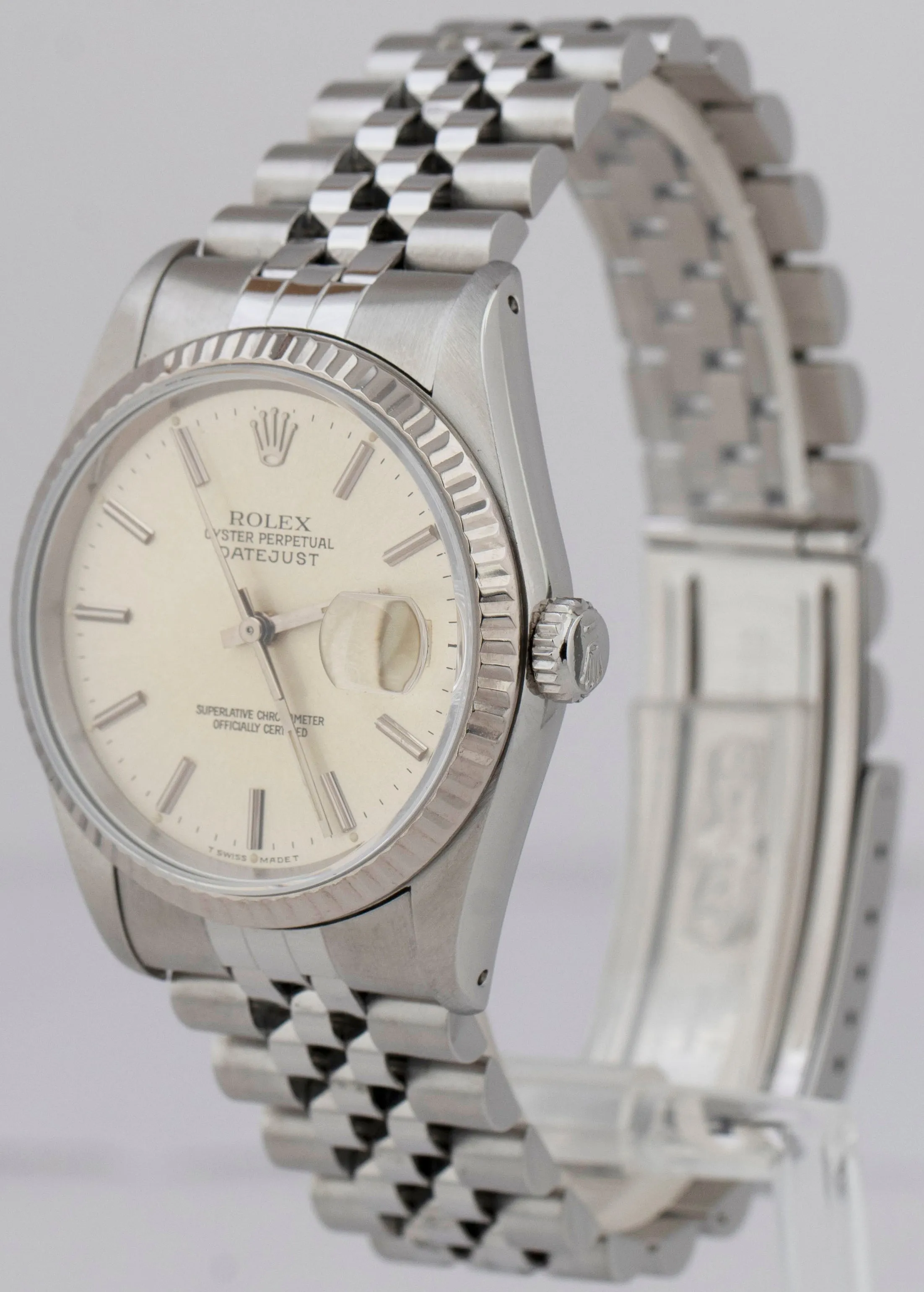 Rolex DateJust 36mm Stainless Steel Silver Jubilee Automatic Date Watch 16234
