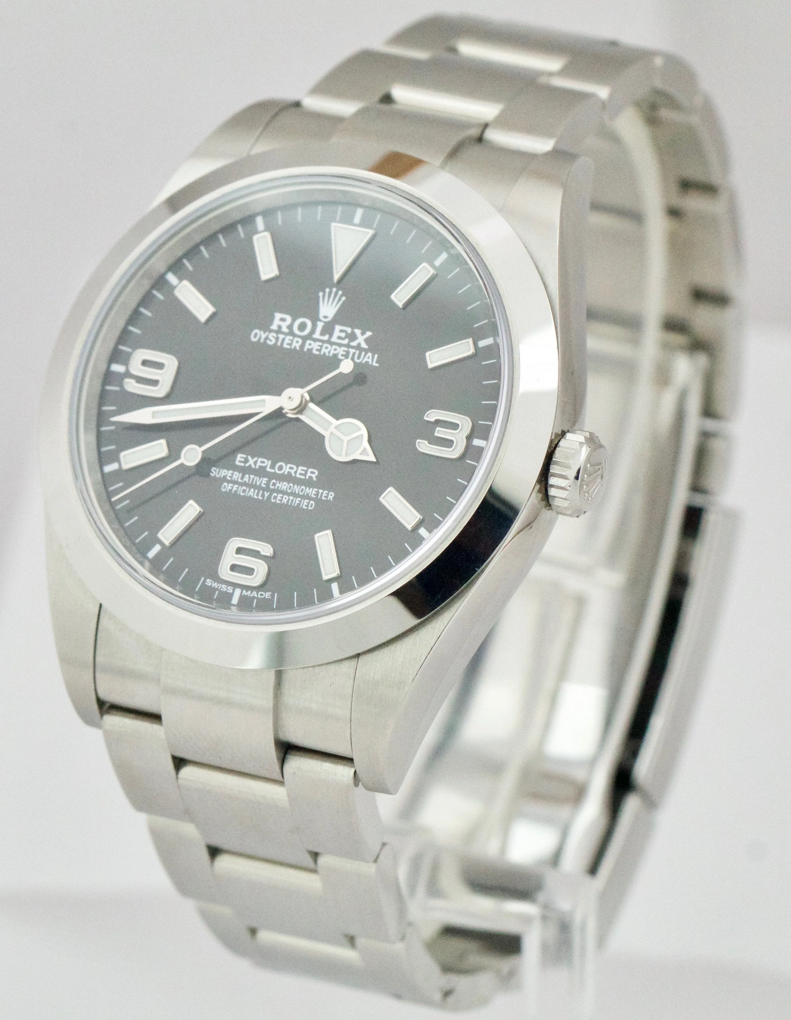 Rolex Explorer I Black PAPERS Black MK2 Stainless Steel 39mm 214270 Watch B P
