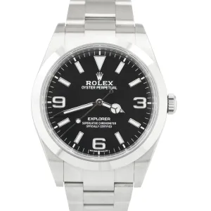 Rolex Explorer I Black PAPERS Black MK2 Stainless Steel 39mm 214270 Watch B P